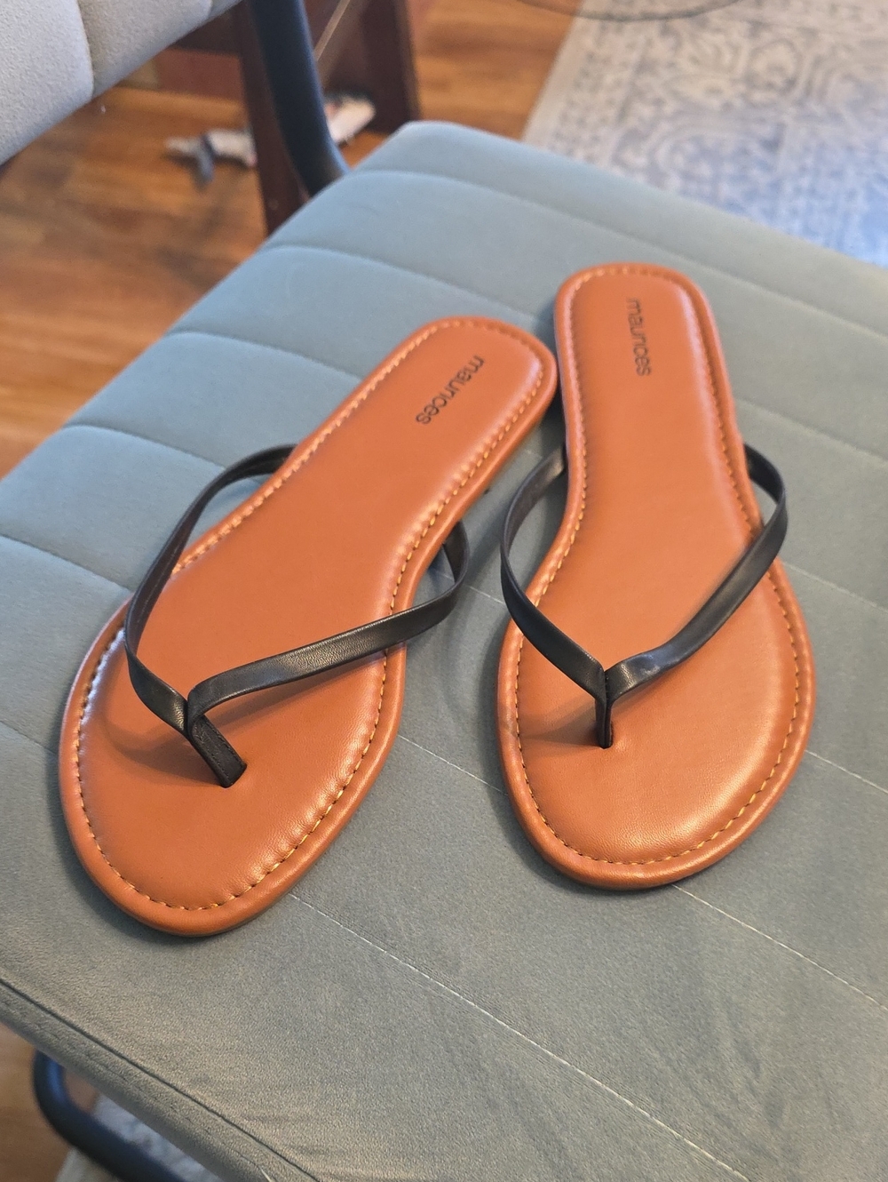 Maurices Brown Footbed Sandals with Black Straps